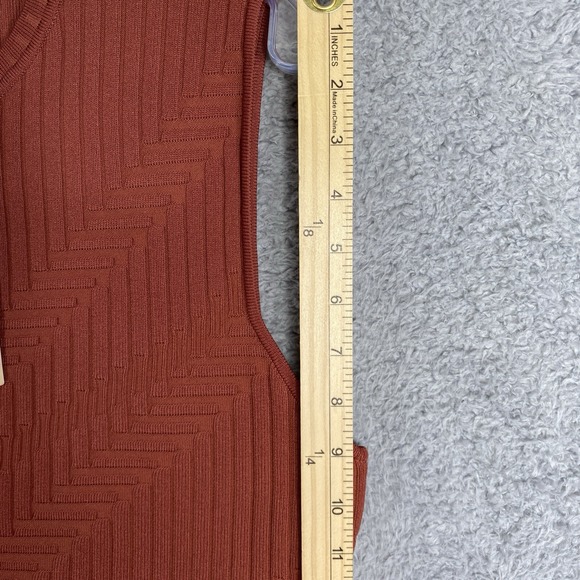 NWT Halogen Ribbed Peplum Sleeveless Top XL Dark Amber Orange Stretch Office - Picture 6 of 12